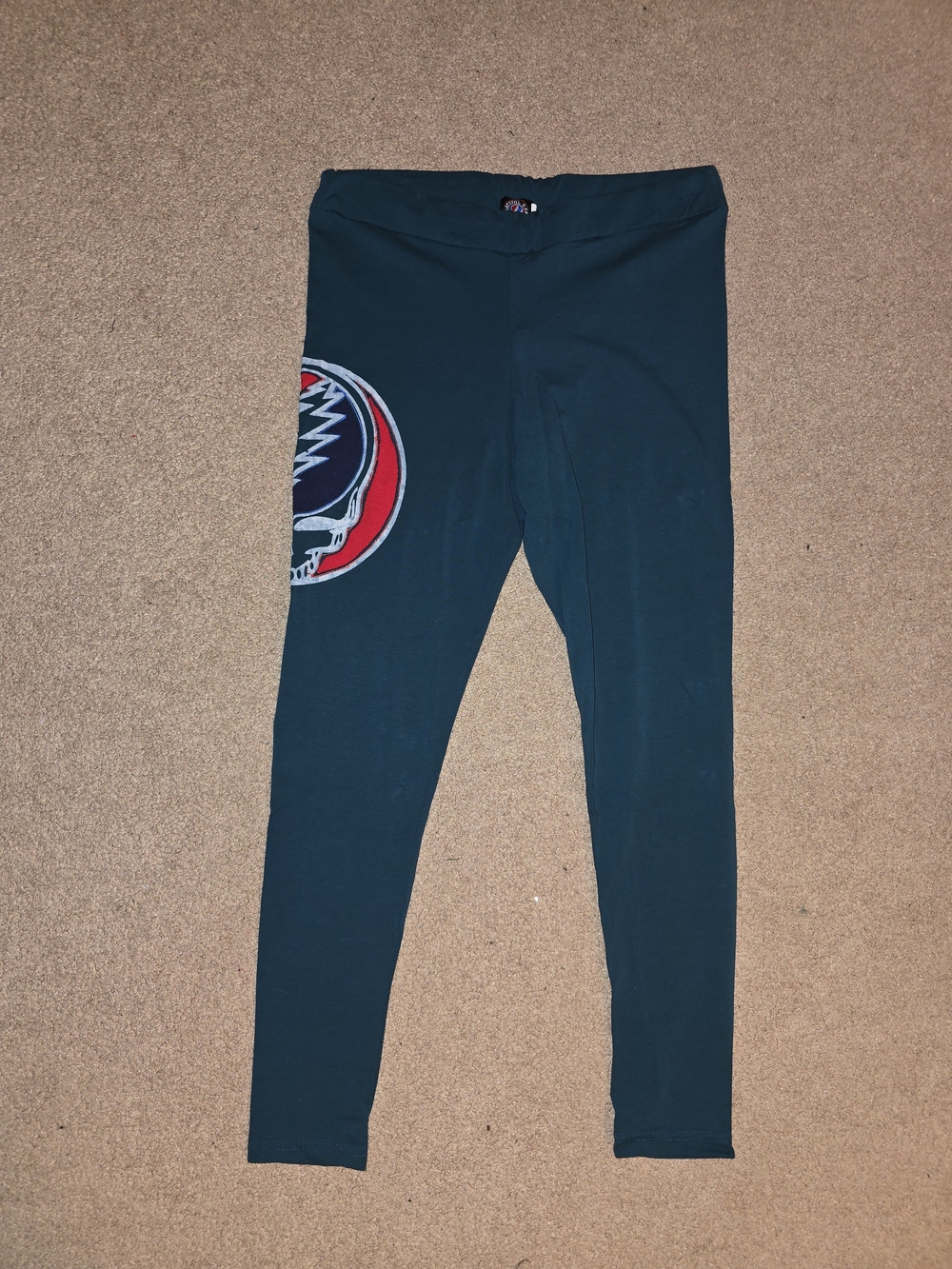 Women's Grateful Dead Steal Your Face Patch Teal Leggings